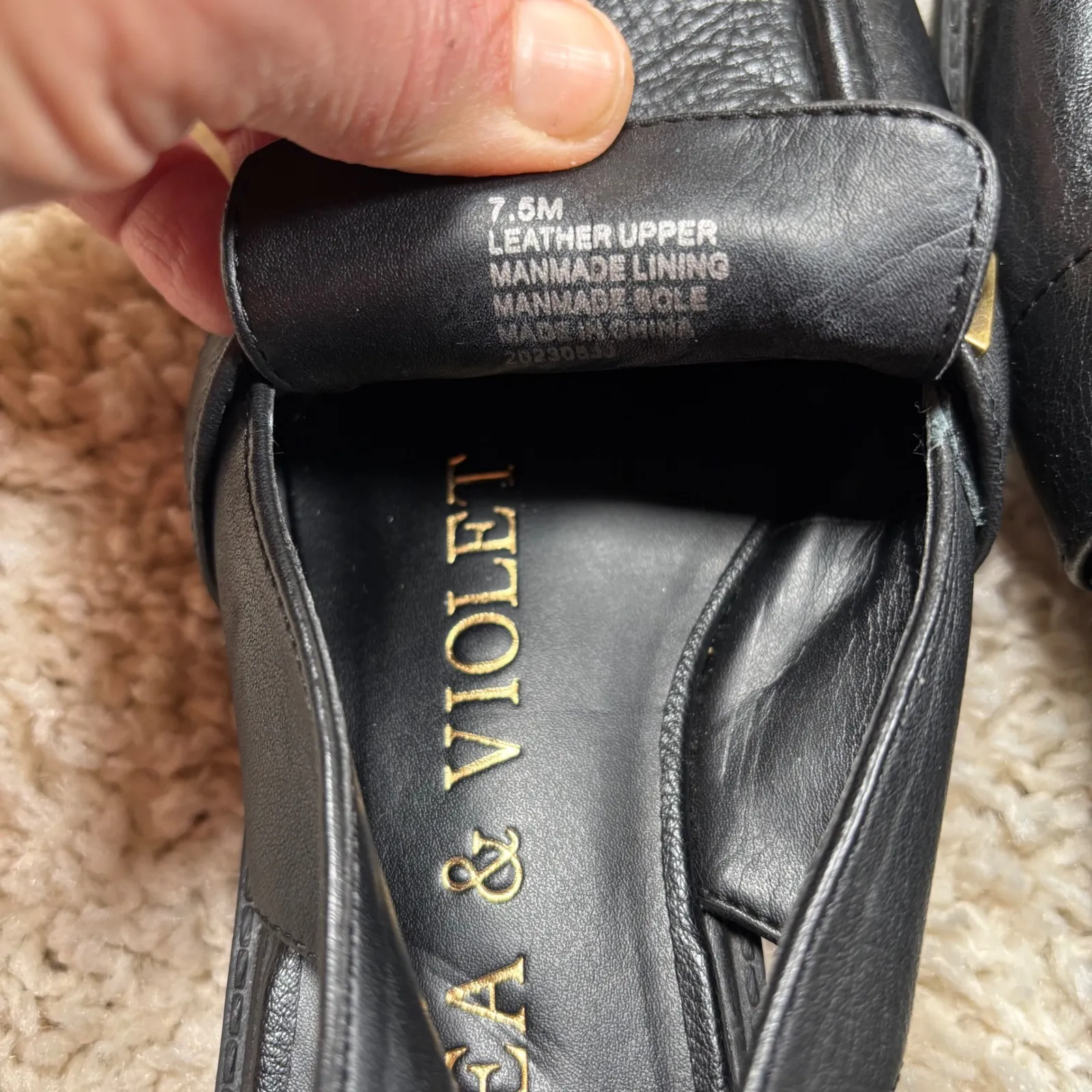 Chelsea Violet Black Leather Slingback Loafer Flats Women's Size 7.5 - Image 5