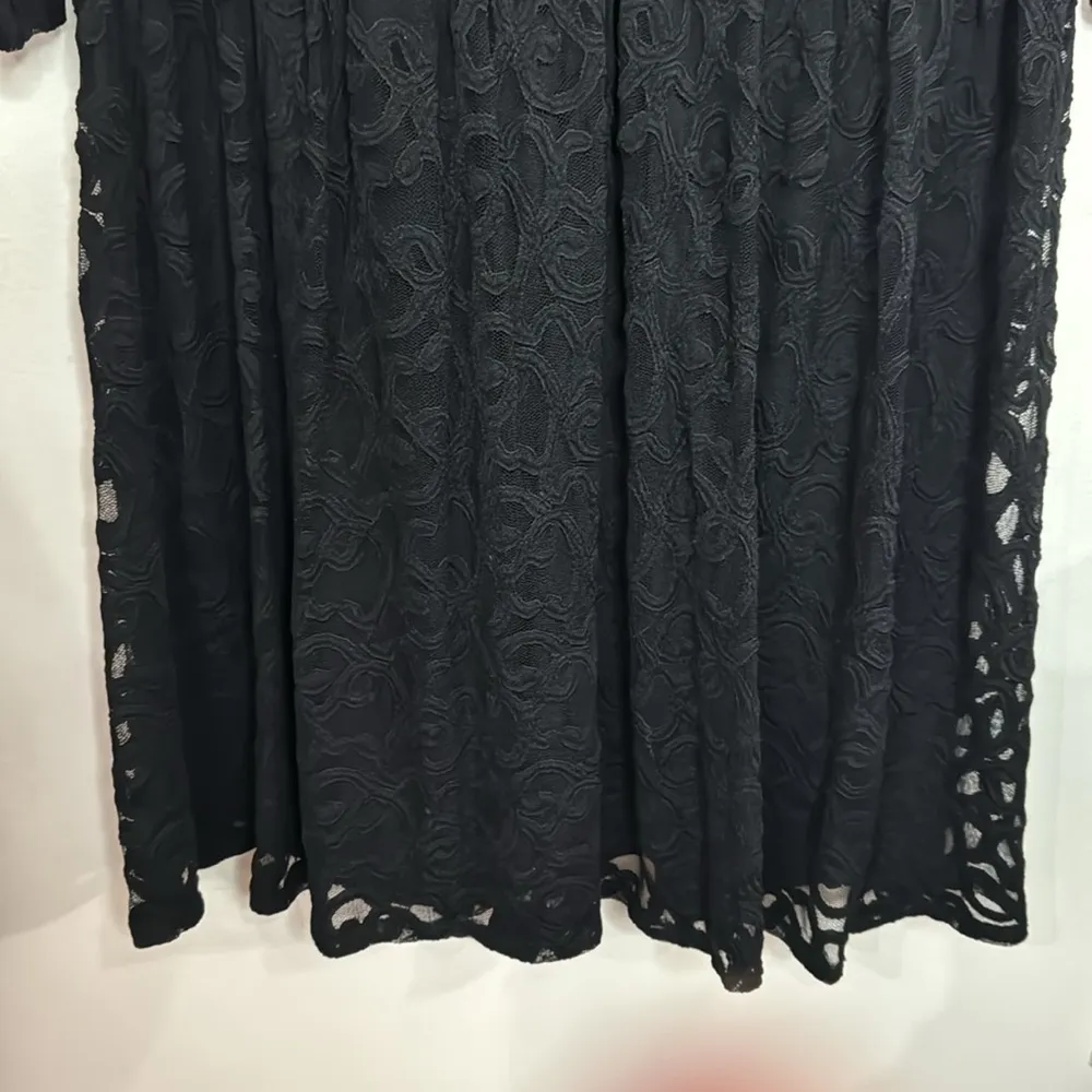 Lane Bryant Black Lace Midi Dress 3/4 sleeve gathered detail Boat-neck Size 18 - Image 6