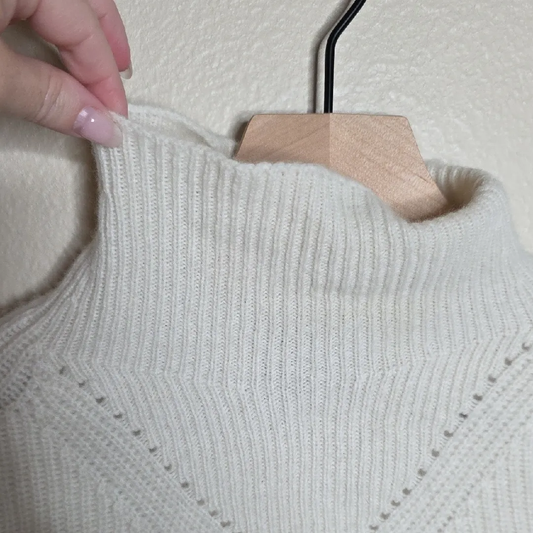 C by Bloomingdale's Cashmere Sleeveless Sweater Vest Ribbed Mock Neck Ivory XS White - Image 7