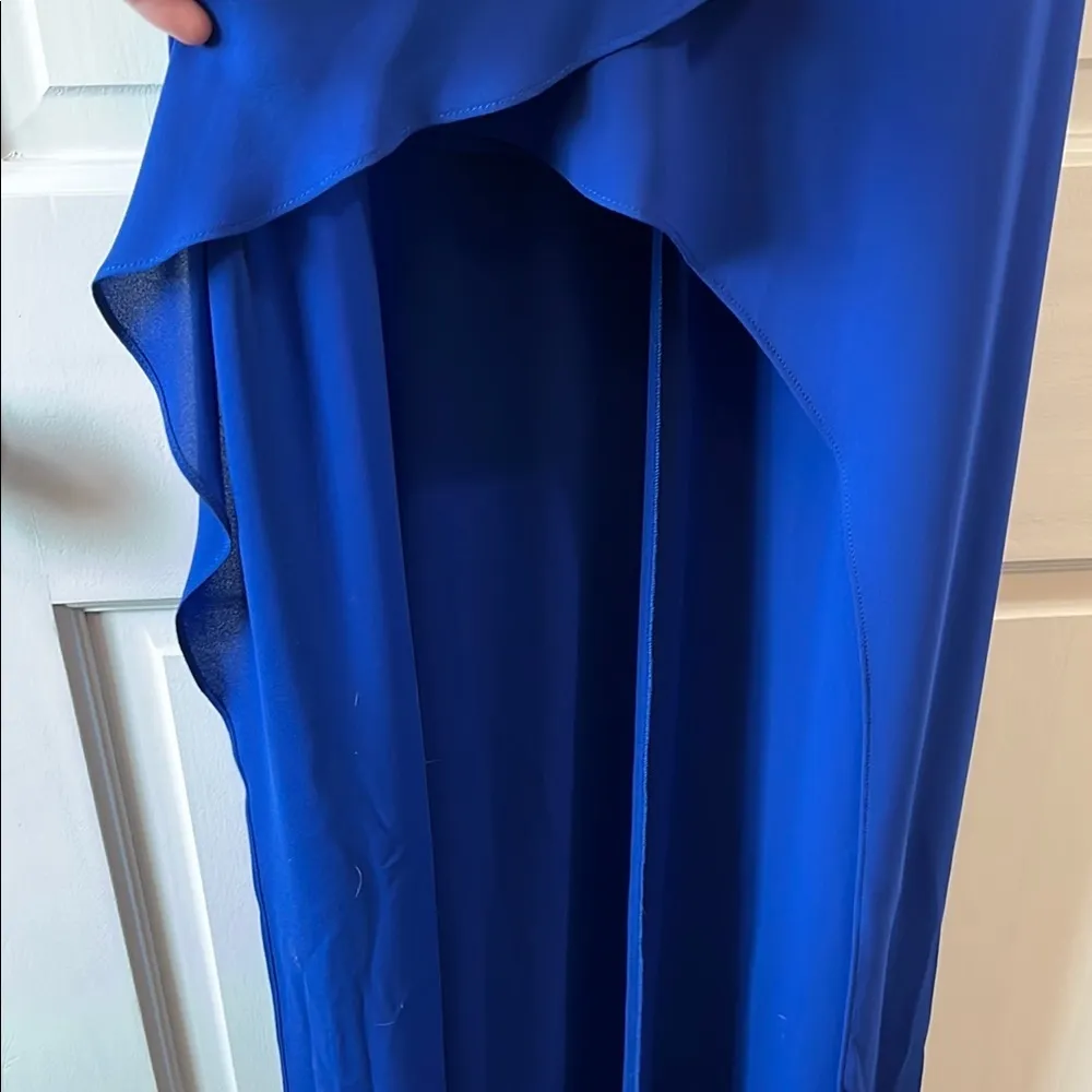 BCBG Maxazria Elegant Cobalt Blue Faux Wrap Maxi Dress w/ Waist Tie - Size 6 - Image 6