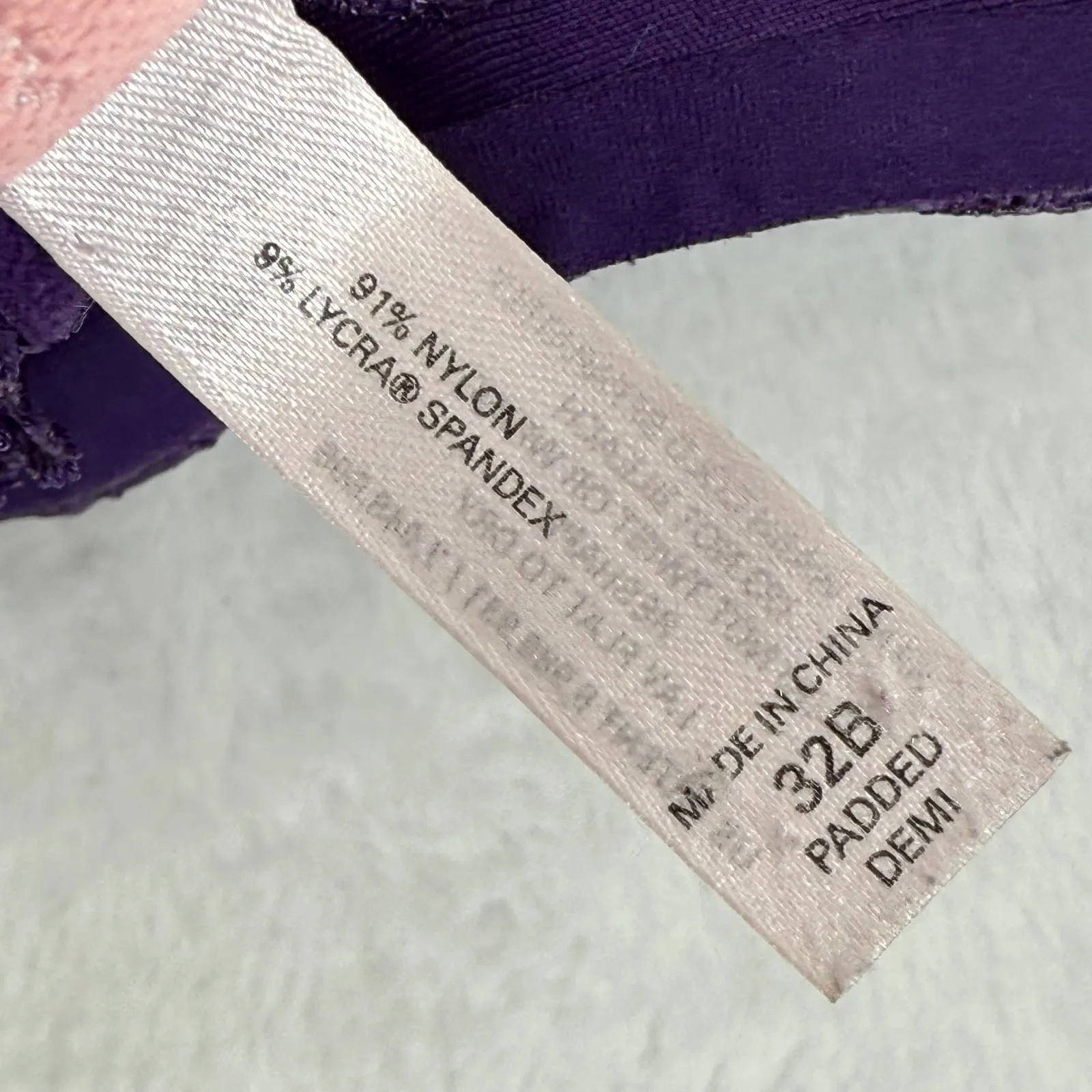 Victoria's Secret Very Sexy Purple Lace Padded Demi Bra 32B Double‎ Strap - Image 4