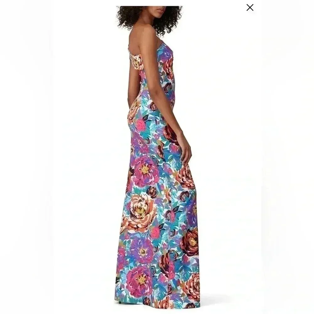 Black Halo Eve | Dolan Gown One Shoulder Floral Formal Runway Dress Size 0 - Image 4