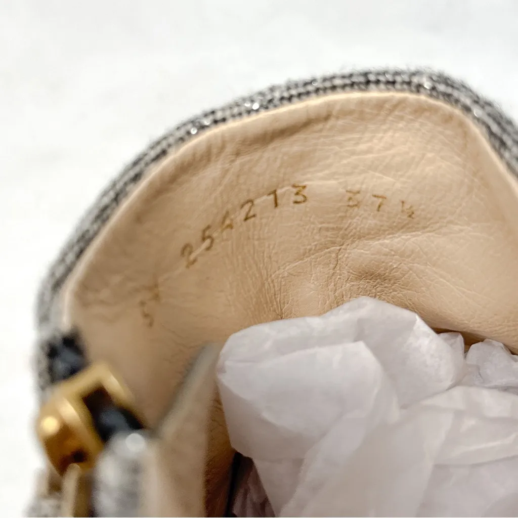 YSL Yves Saint Laurent Y2K Vintage Glitter Tweed Platform Heeled Ankle Boots - Image 12