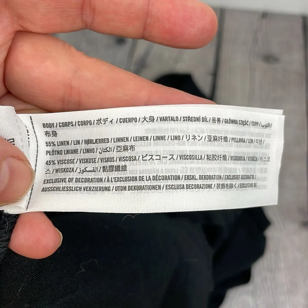 Curve Love A&F Sloane Tailored Linen-Blend Pants Black size 34/18 relaxed fit - Image 9