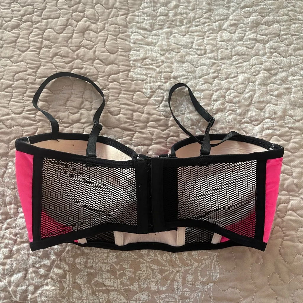 BRALETTE HOT PINK BLACK MESH 34B Size undefined - Image 8