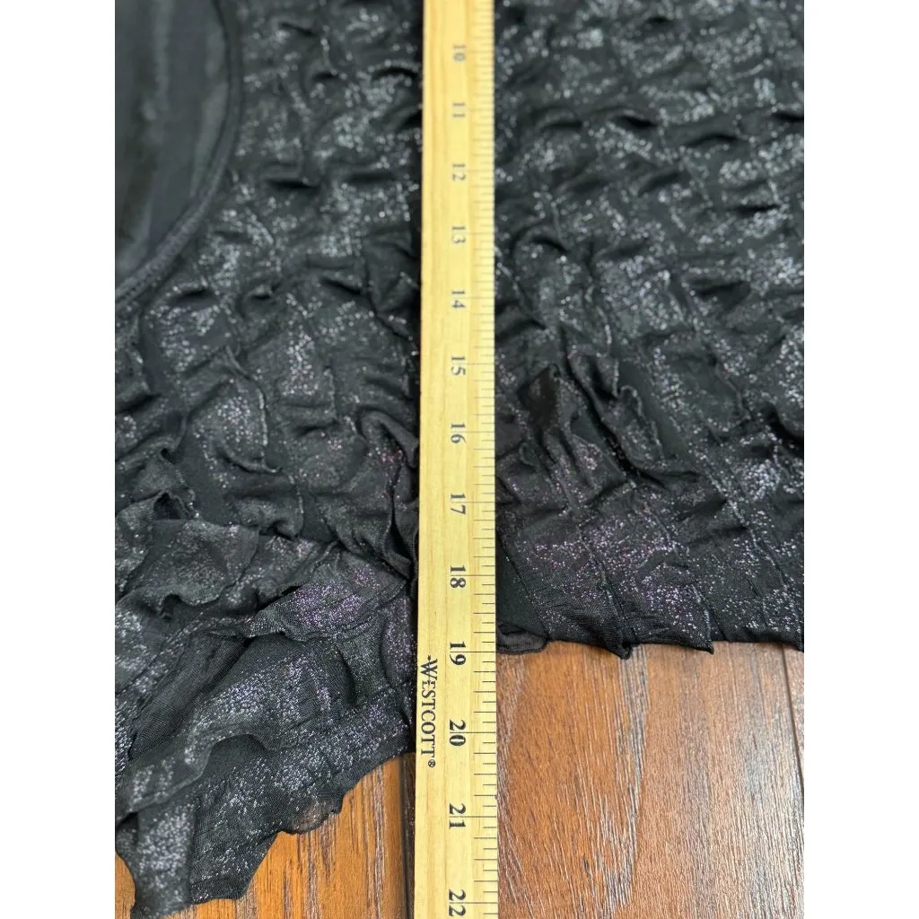 Notations Black Ruffle Sparkle L Dress Short Sleeve Shimmer Party Cocktail - Image 11