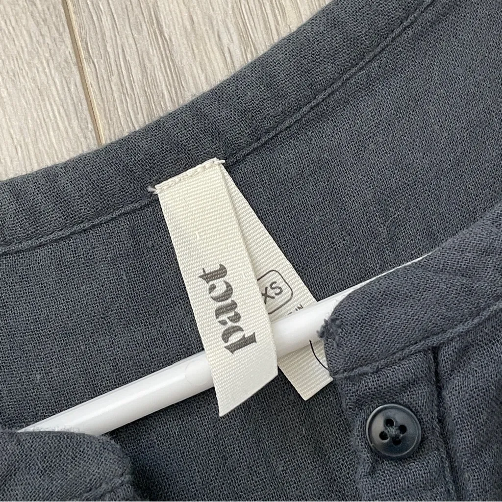 Pact Gauze Top organic cotton popover womens Blue xsmall coastal natural casual Size XS - Image 2