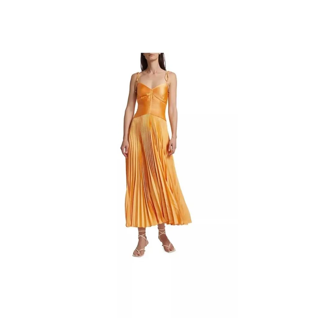 Derek Lam  Orange Pleated Dress - Image 2