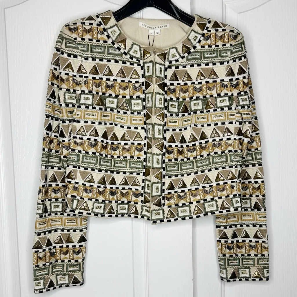 Veronica Beard Daryl Beaded Embroidered Crop Jacket Size 10 NWT - Image 6