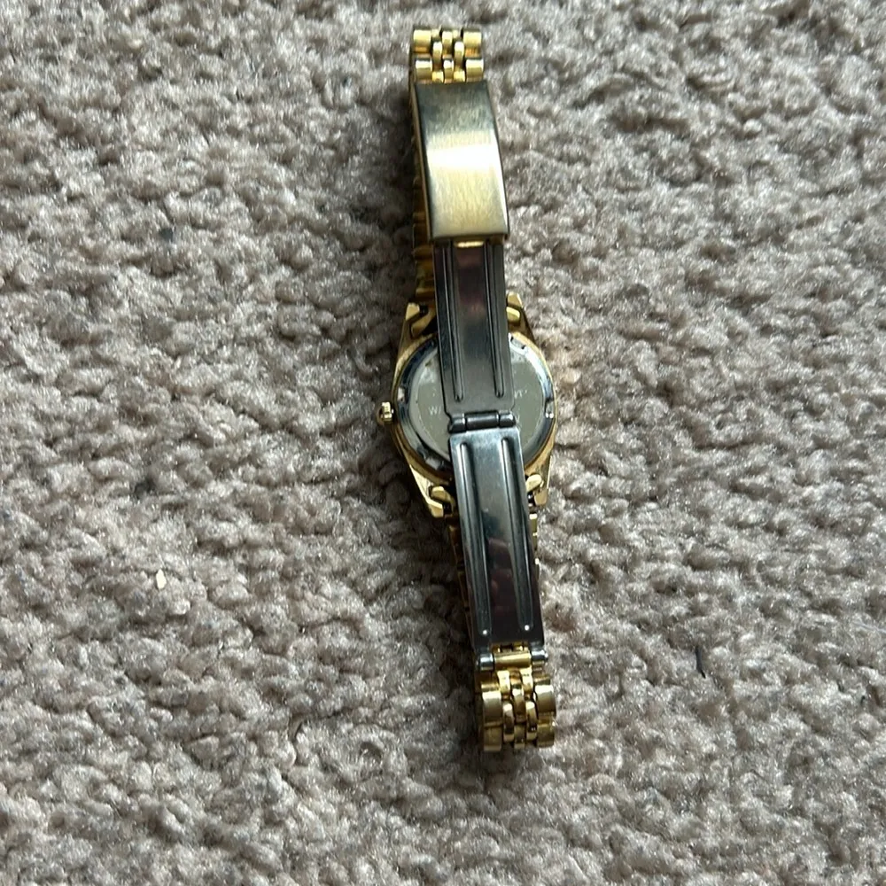 Swanson womens vintage dainty gold tone crystal watch one size measurement shown - Image 6