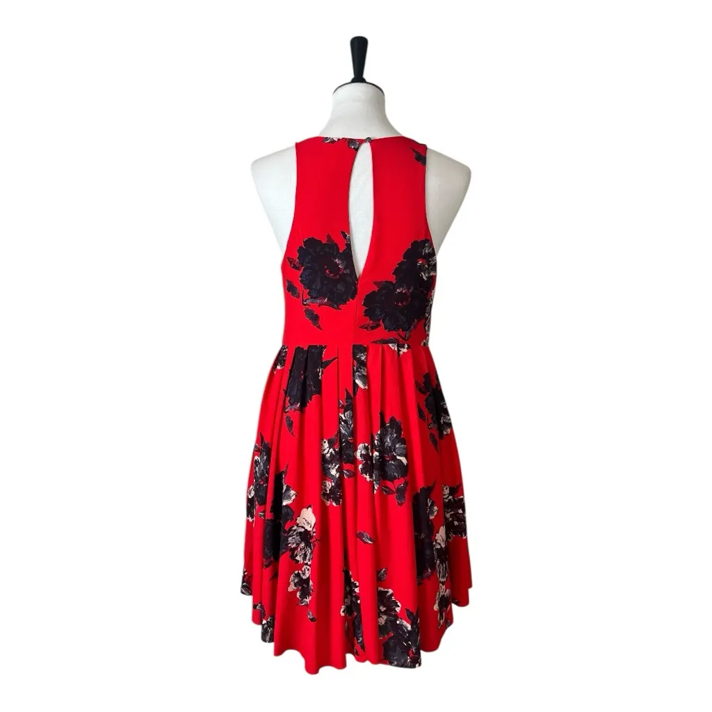 Free People Aline Mini Dress Pockets Halter Neck Red Black Floral Women’s Size 6 - Image 6