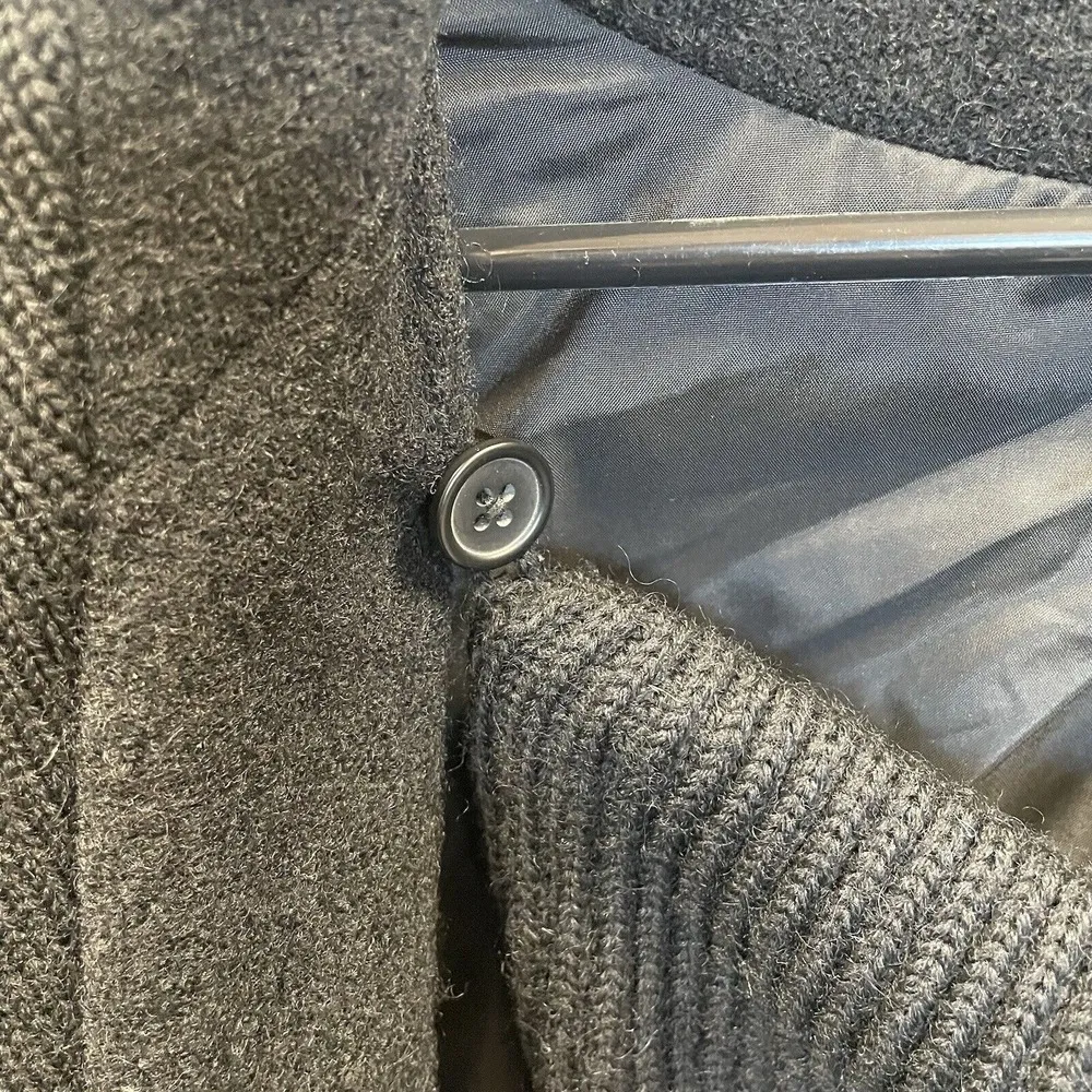 Kenar Womens Small Sweater Black 100% Wool Knit Zipper Jacket Lined Cowl Neck - Image 4