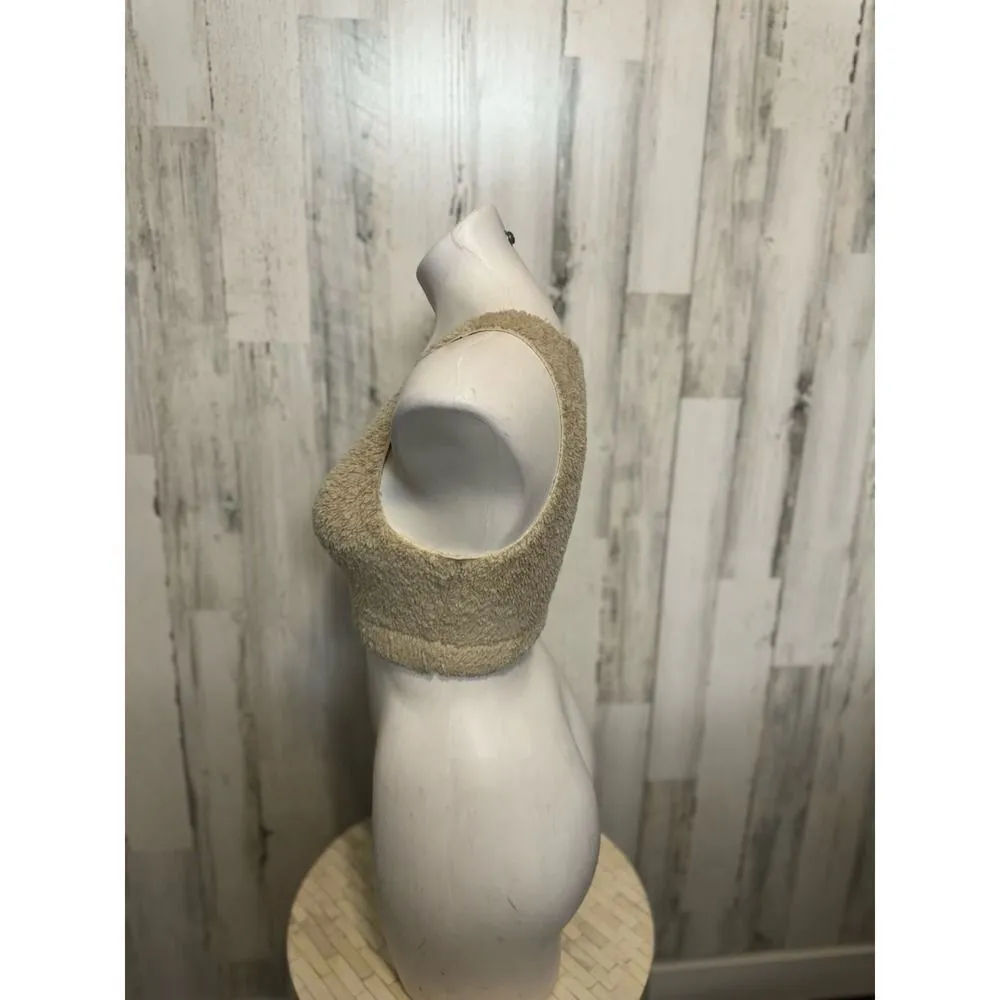 Fuzzy cropped tan top size small - Image 3