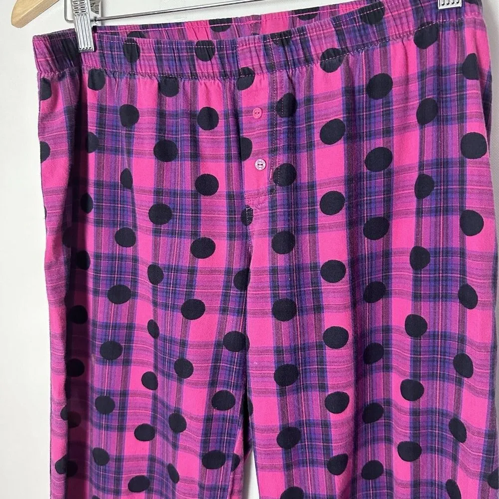 Victorias Secret Womens Pink Polk Dot Plaid Boxer Pajama Sleep Pants Size S - Image 4