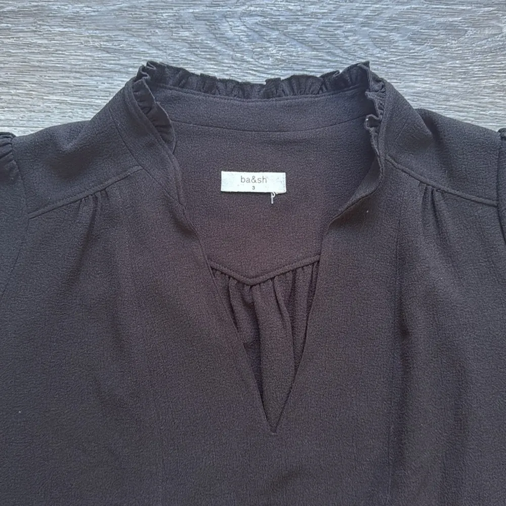 ba&sh Black Boxy Blouse with Ruffle Collar 10 Women’s business casual top - Image 3