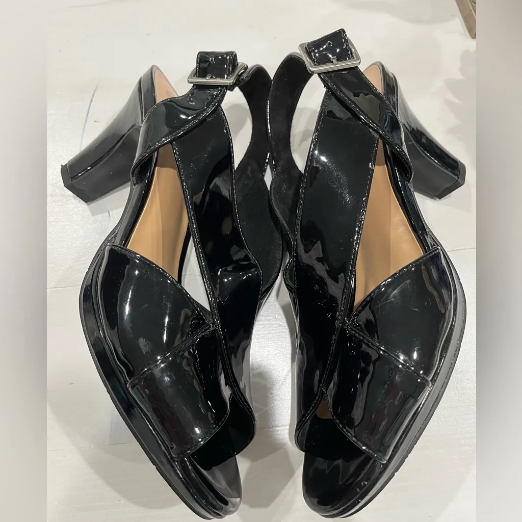Easy street‎ black patent faux leather slingback dress heels size 9 - Image 6