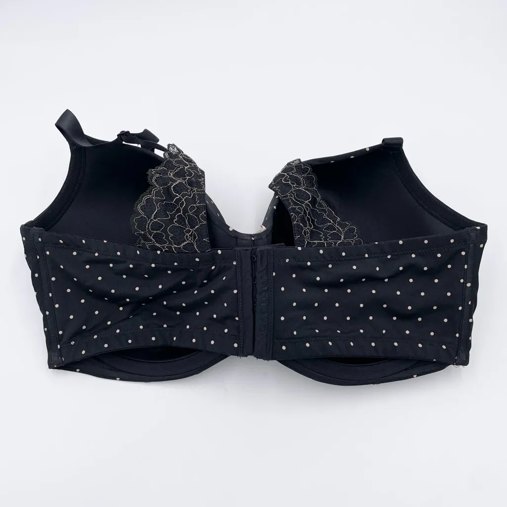 Cacique Lightly Lined Balconette Bra Women's Size 42F Black Polka Dot Underwire - Image 4