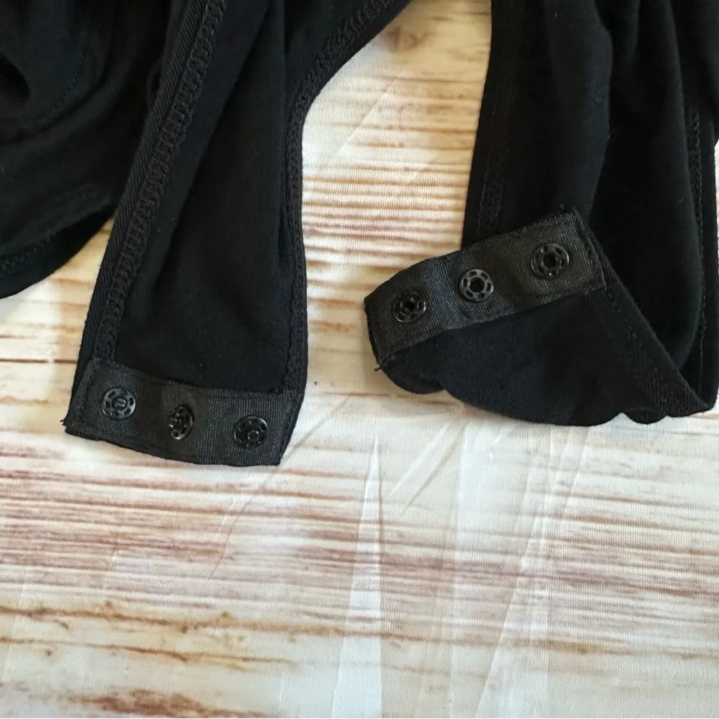 Amazon Davena Black Short Ruffle Sleeves Crew Neck Bodysuit - Image 12