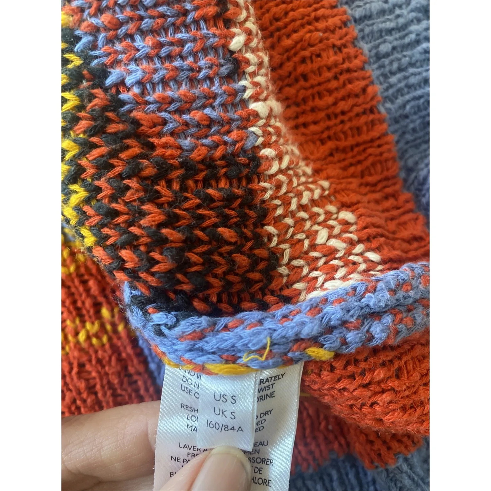 Urban Outfitters Women's Small Floral Blue Oversized Sweater Boho Fringe - Image 10