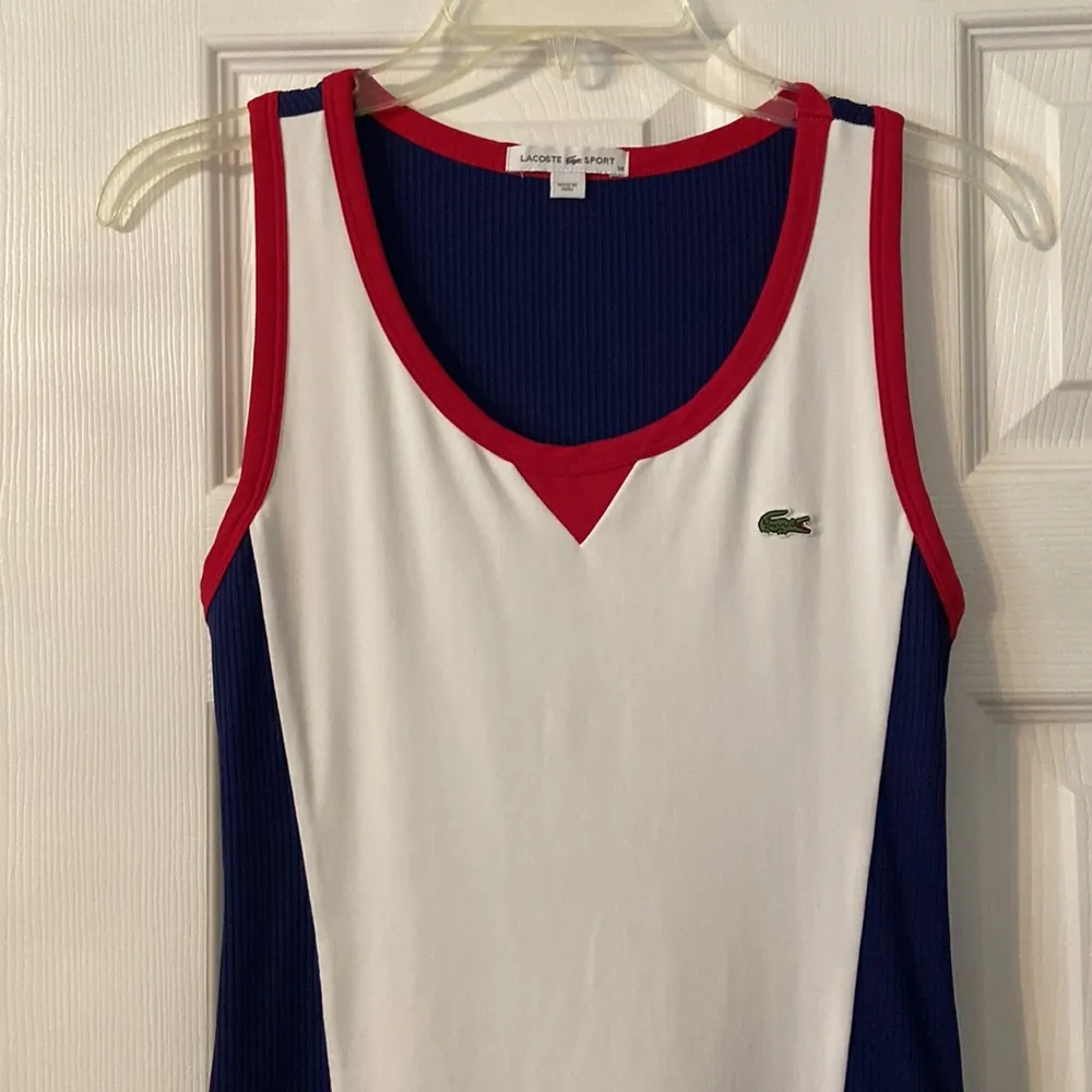 Lacoste  Sport Dress size 38 length 33” bust 30 color navy blue ,red and white - Image 2