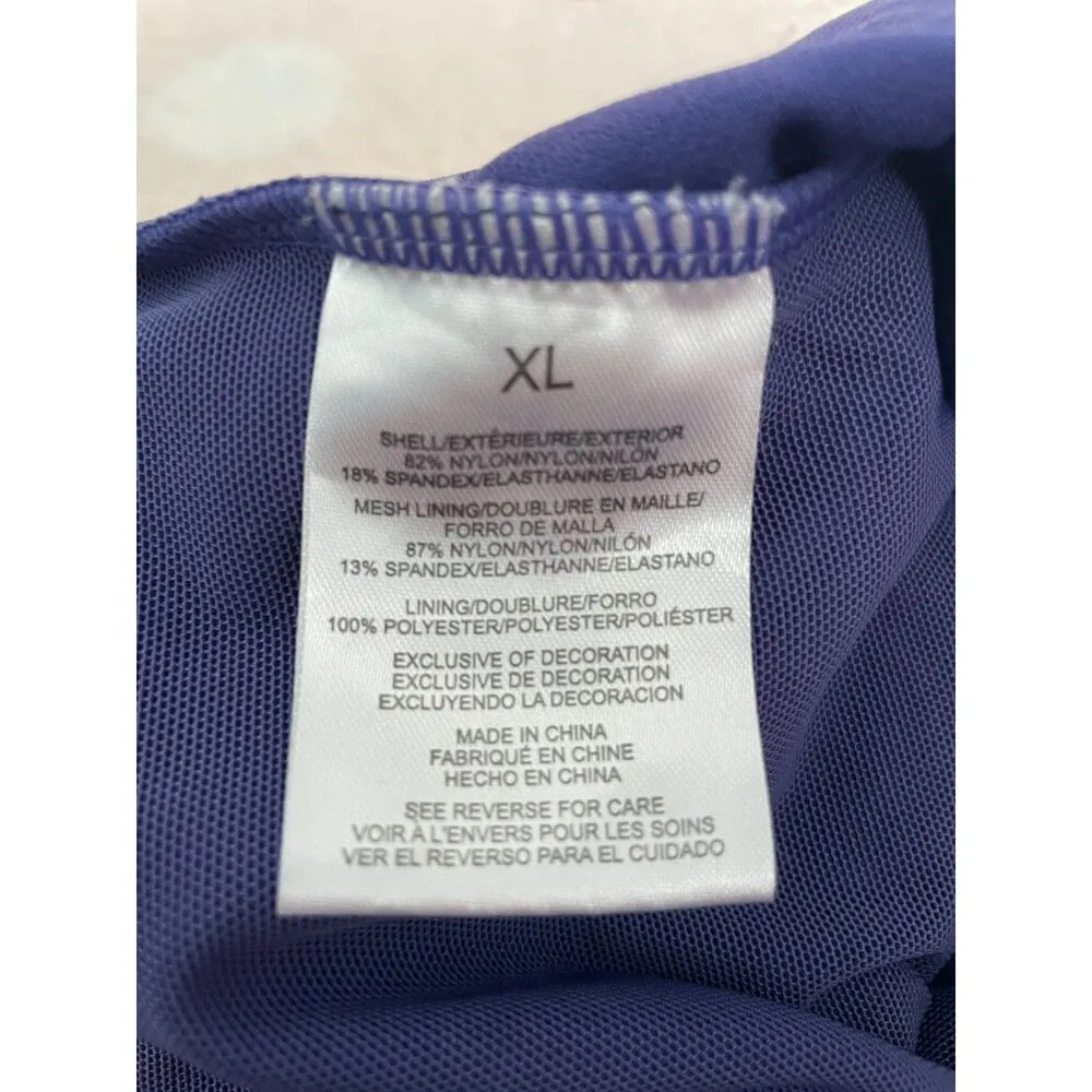 Jones NY Ruffle-Overlay One Piece Swimsuit Purple Size XL One Piece Swimsuit - Image 6