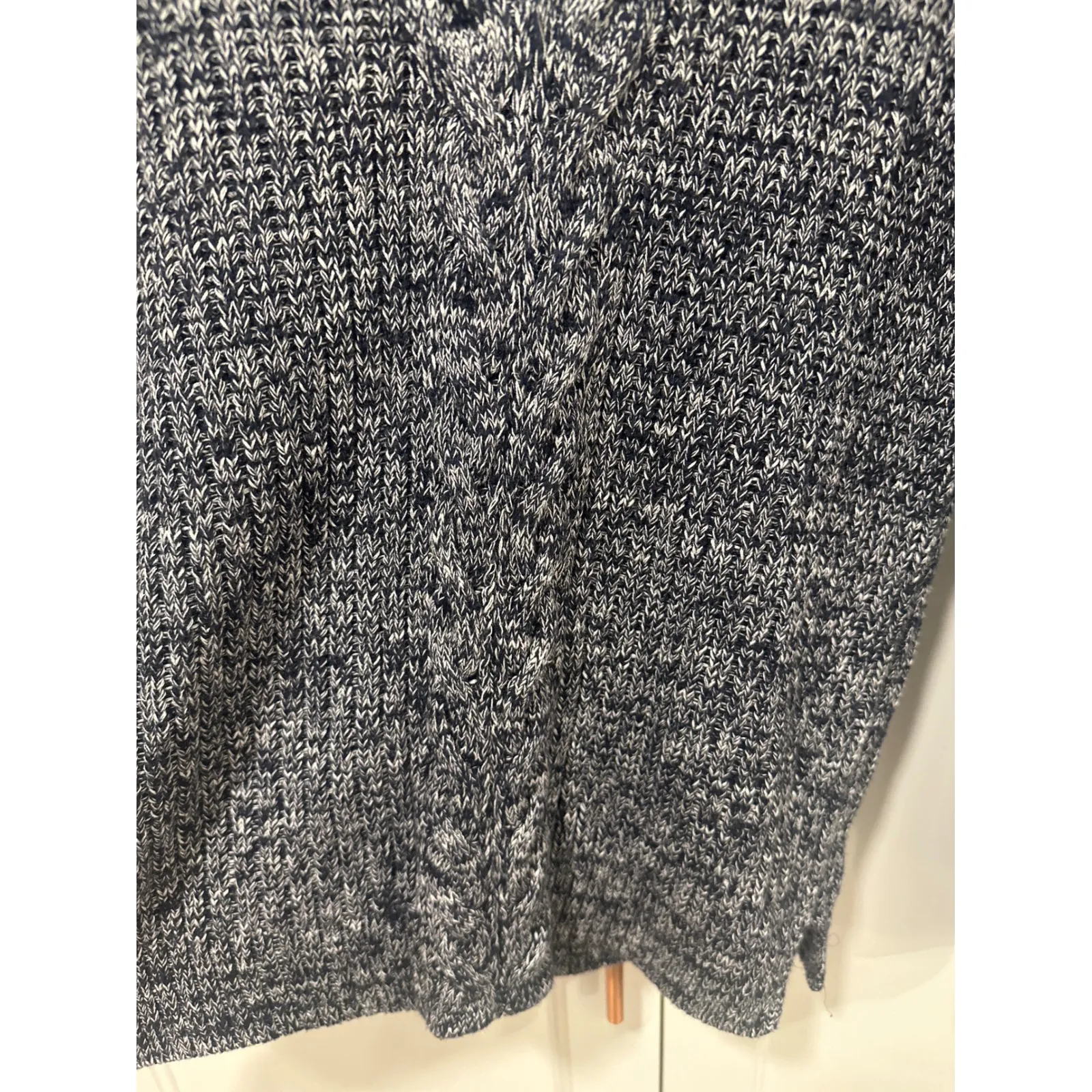 Banana Republic Womens cable Knit Bohn Sweater Blue White Marled  M cotton blend - Image 2