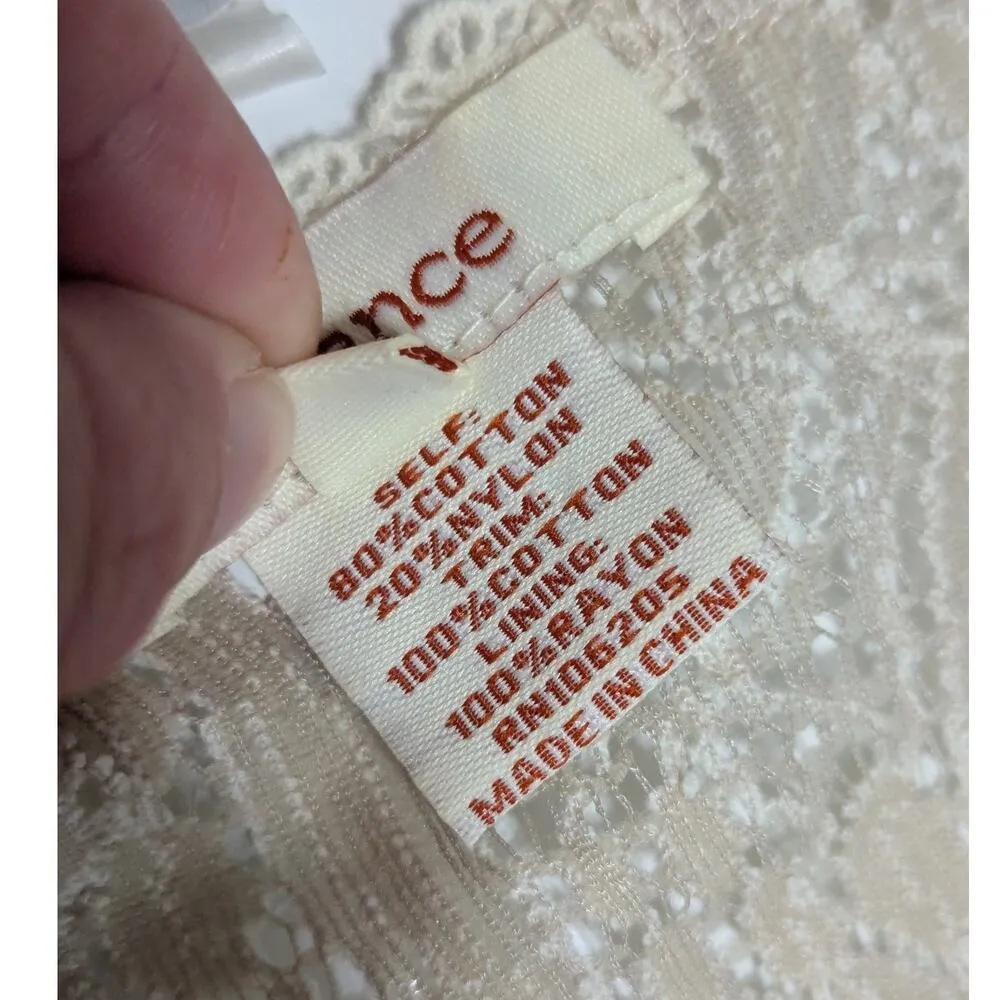 Sundance Sweetheart Lace Dress Cream Off White Short Sleeve Cap Womens Large - Image 4