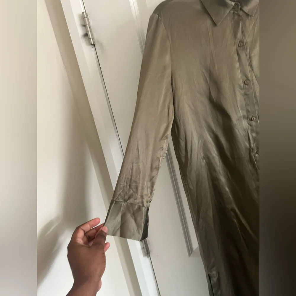 Notshy Cashmere Green 100% Linen Long Dress Button Up M Size M - Image 4