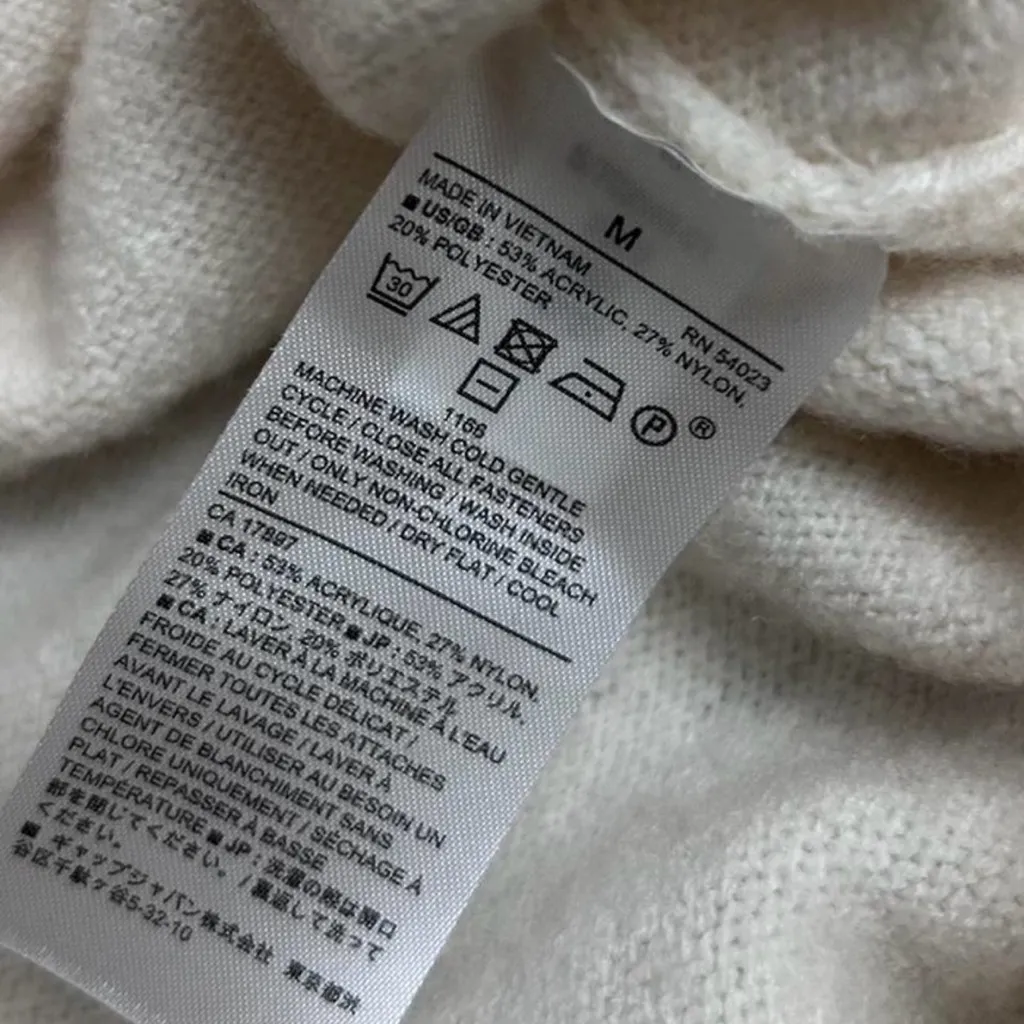 Banana Republic Medium Cream Collared Knit Sweater Classic Fit White - Image 6