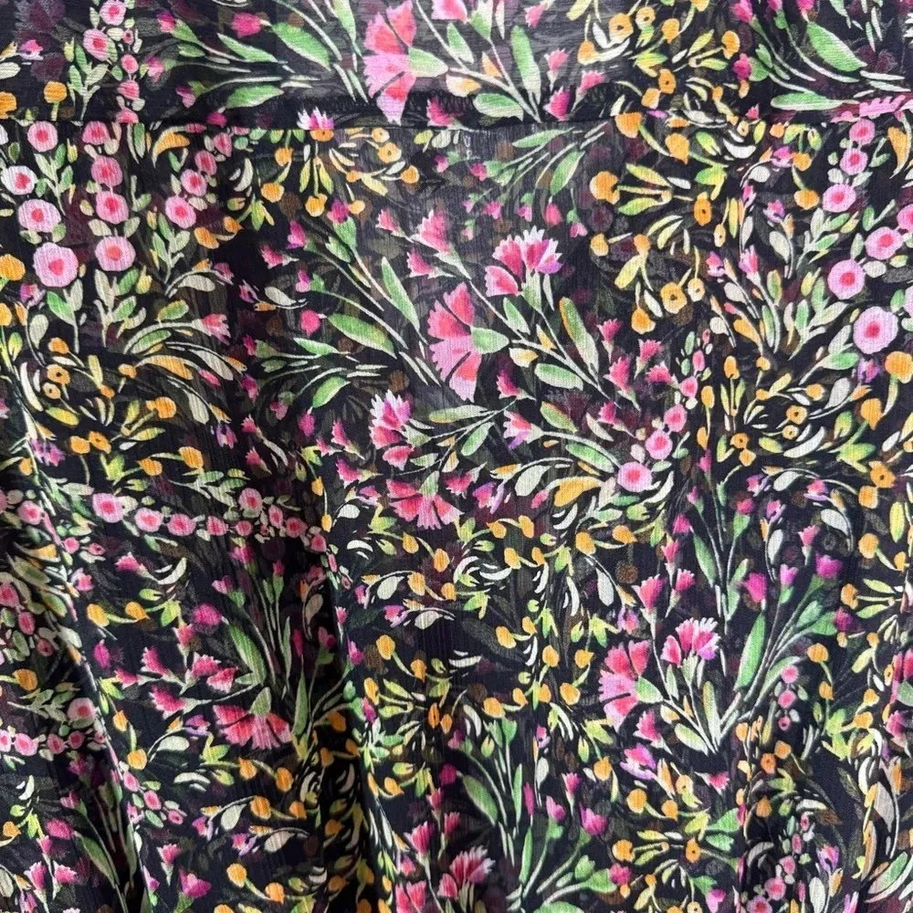 Misa Los Angeles Laysi Floral Tiered Long Sleeve Midi Dress Black Size XS NWT - Image 6