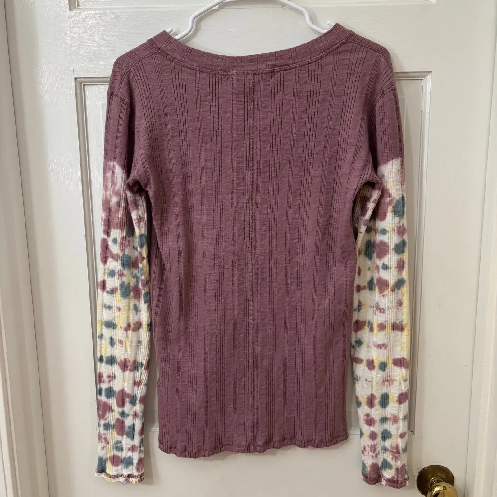 We‎ The Free Big Sur Long Sleeve Top Sz L Boho Hippie Ribbed Tie Dye Scoop Neck - Image 2