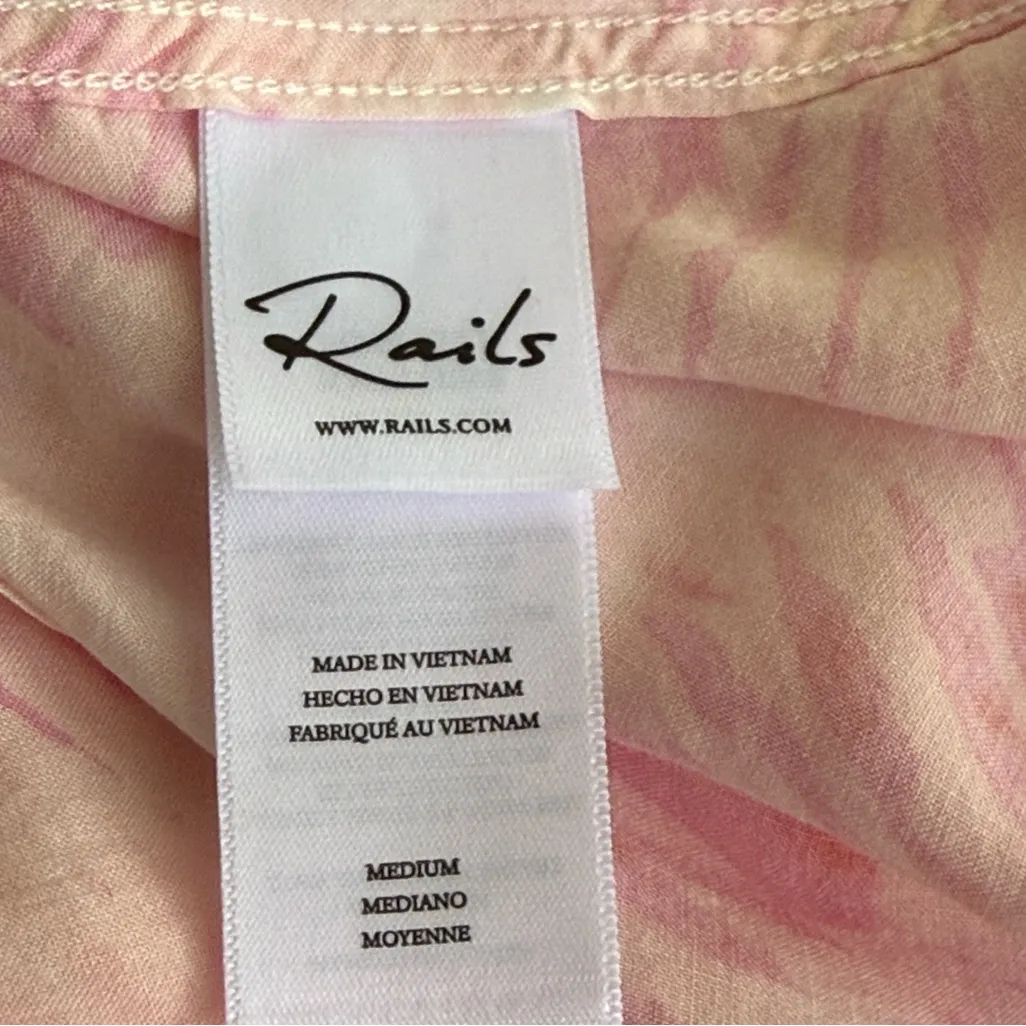 Rails Josephine Shirt Rose Reef Pink Button Down Medium - Image 6