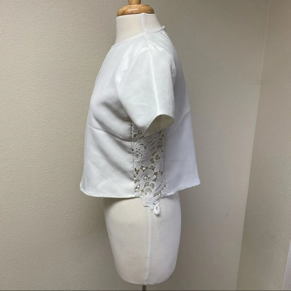 Sugar + Lips Lace Panel Cropped Top White M - Image 6