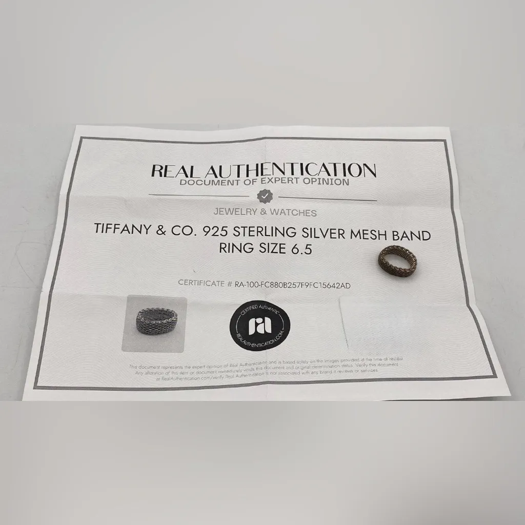 Authenticated Tiffany & Co. Somerset Flexible Mesh Ring – Sterling 925  Size 6.5 - Image 6