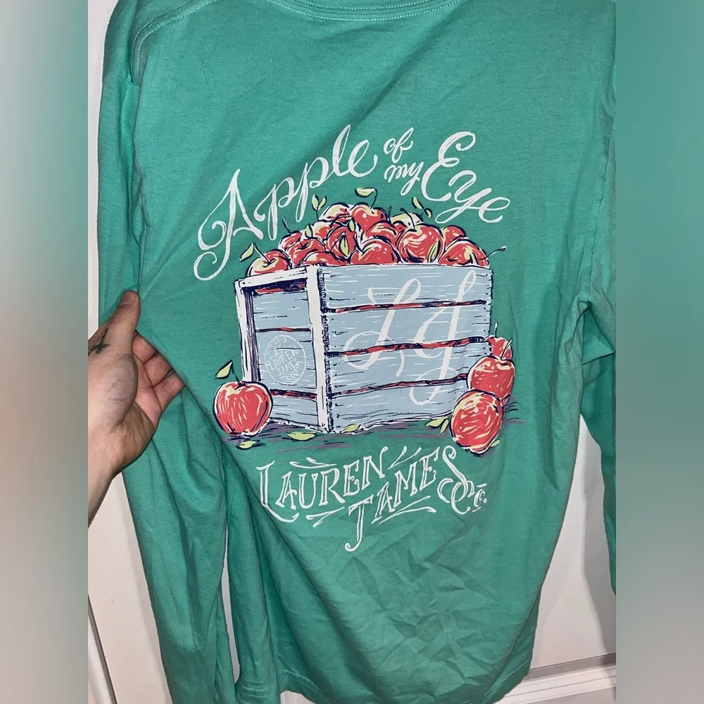 Lauren James Co Sweet Tee Collection 2013 Apple of My Eye Design Teal Size XS - Image 4