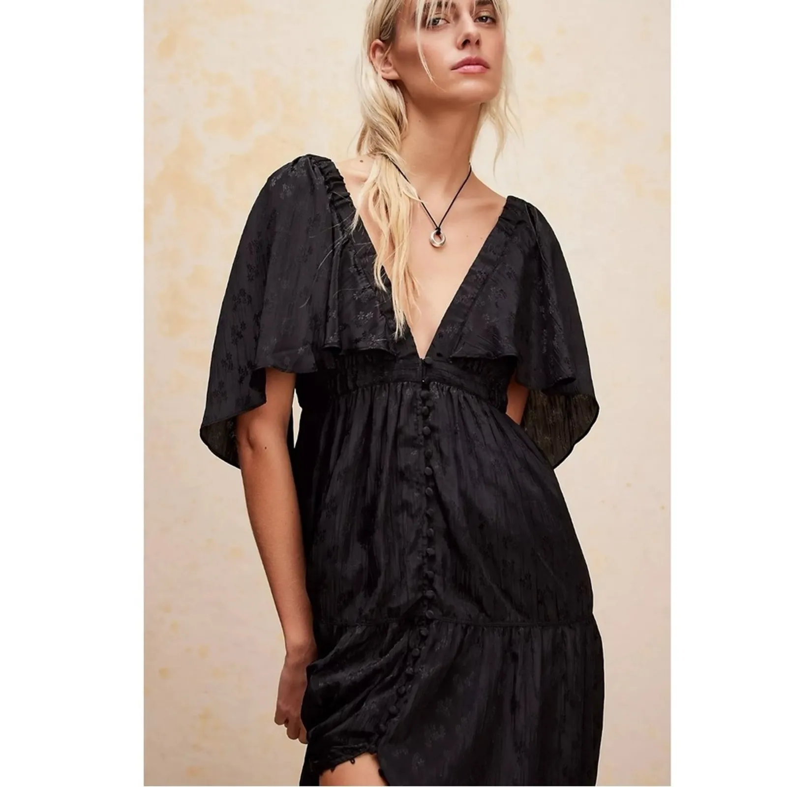 Free People Ethereal Witchy Fairy Cha Cha Maxi Dress Black Large Bohemian Goth - Image 8