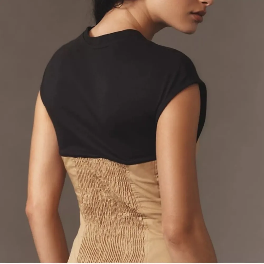 Anthropologie Structured Twofer Coset Top XS Black Tan - Image 3