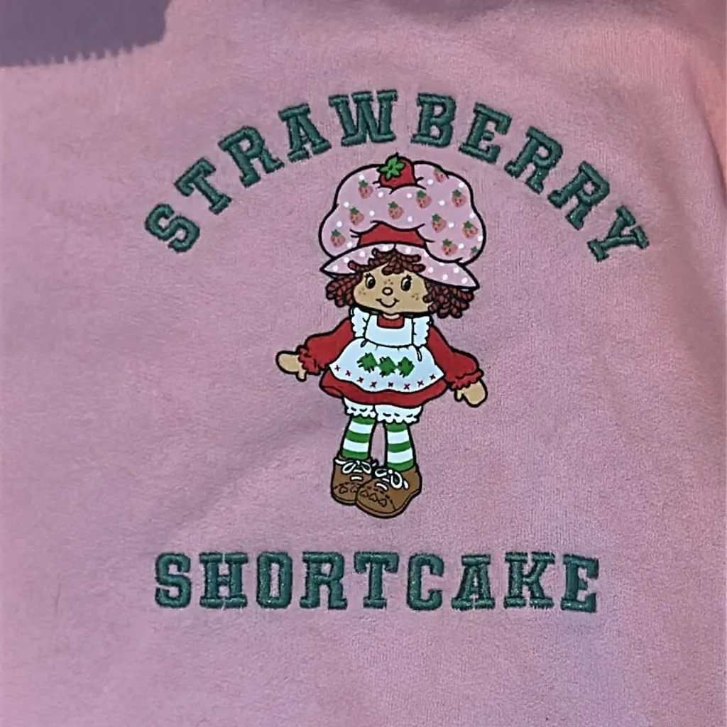 Strawberry Shortcake '79‎ Juniors Quarter Zip Graphic Pullover Large Sweatshirt Pink - Image 2