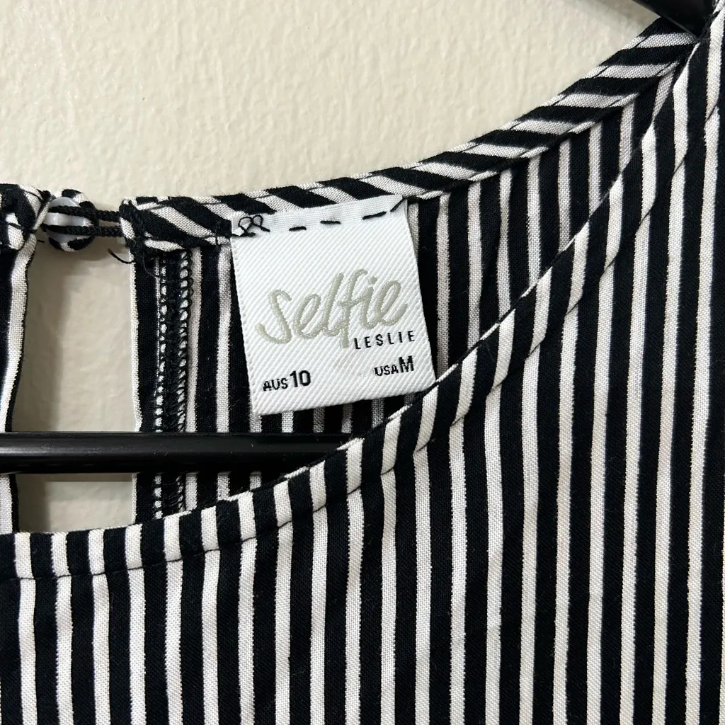 Selfie Leslie Louise Striped Cap Sleeve Mumu Dress Black Sz M - Image 6