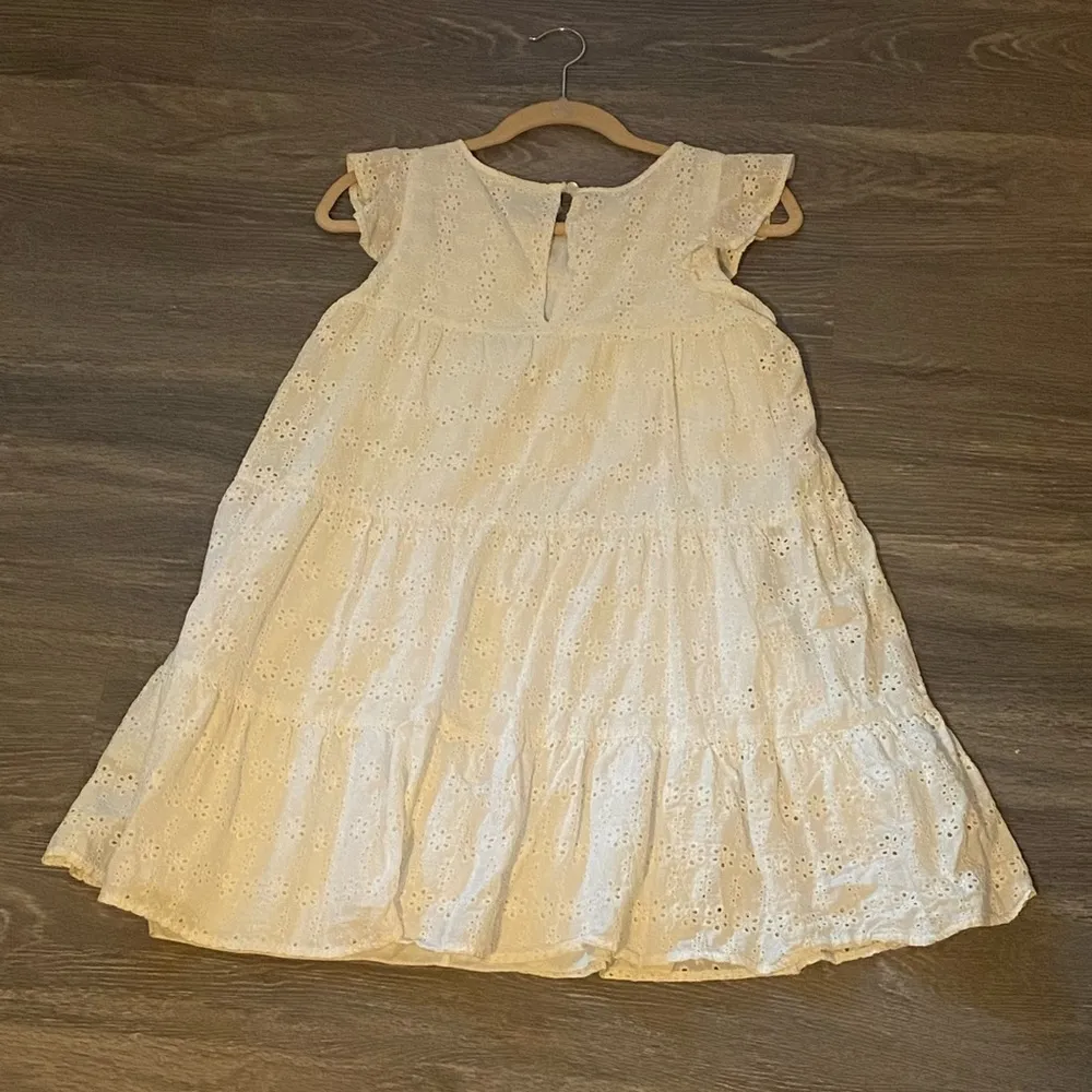 White Eyelet Summer Flowy Dress - Image 2