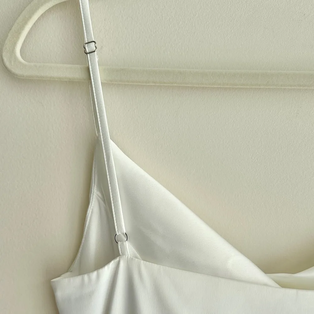 Satin Inspired Silky Midi Cowl Neck Dress, Bridal Shower Graduation Dress, S/M White Size undefined - Image 15