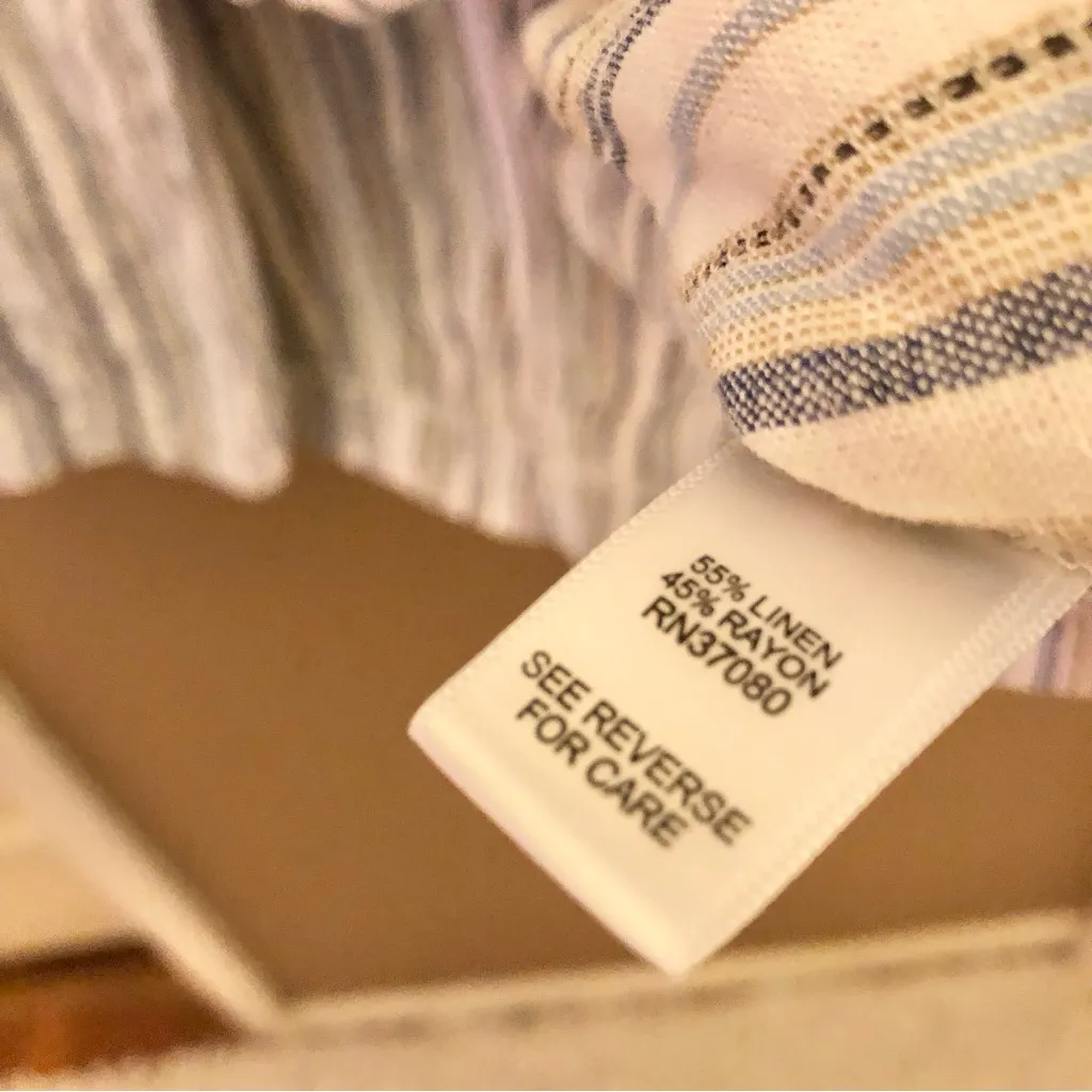 Cato Linen Blend Striped Blazer‎ blue white Medium - Image 6