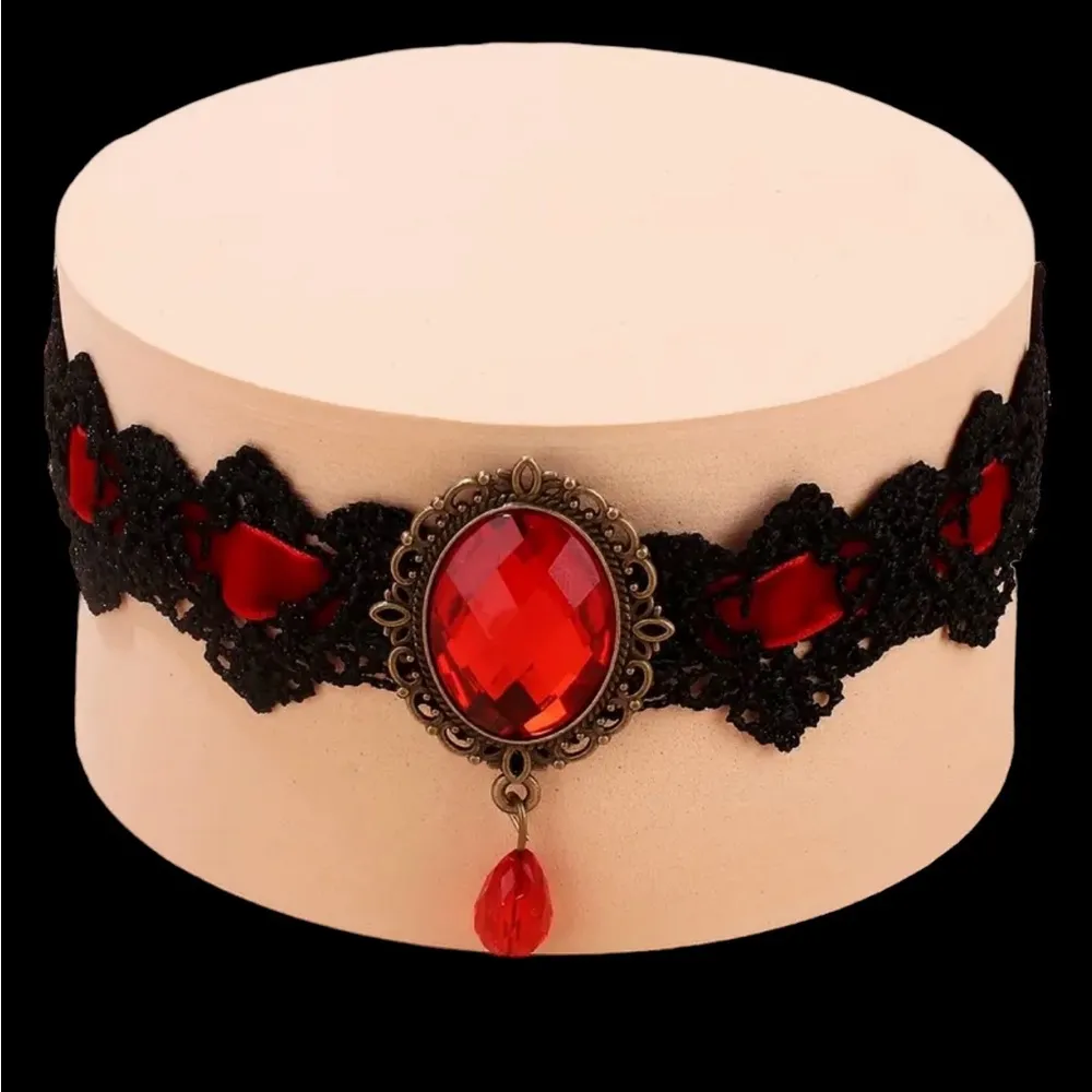 Black/Red Lace Necklace Collar Choker‎ Retro Style Cosplay Fashion Jewelry Black - Image 13