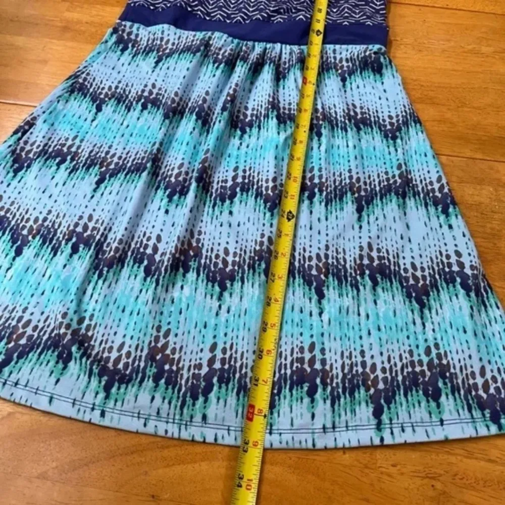 Tehama Tank Racerback Dress Stretch Strap Midi Turquoise‎ Navy Fit Flare, Size S Blue - Image 9