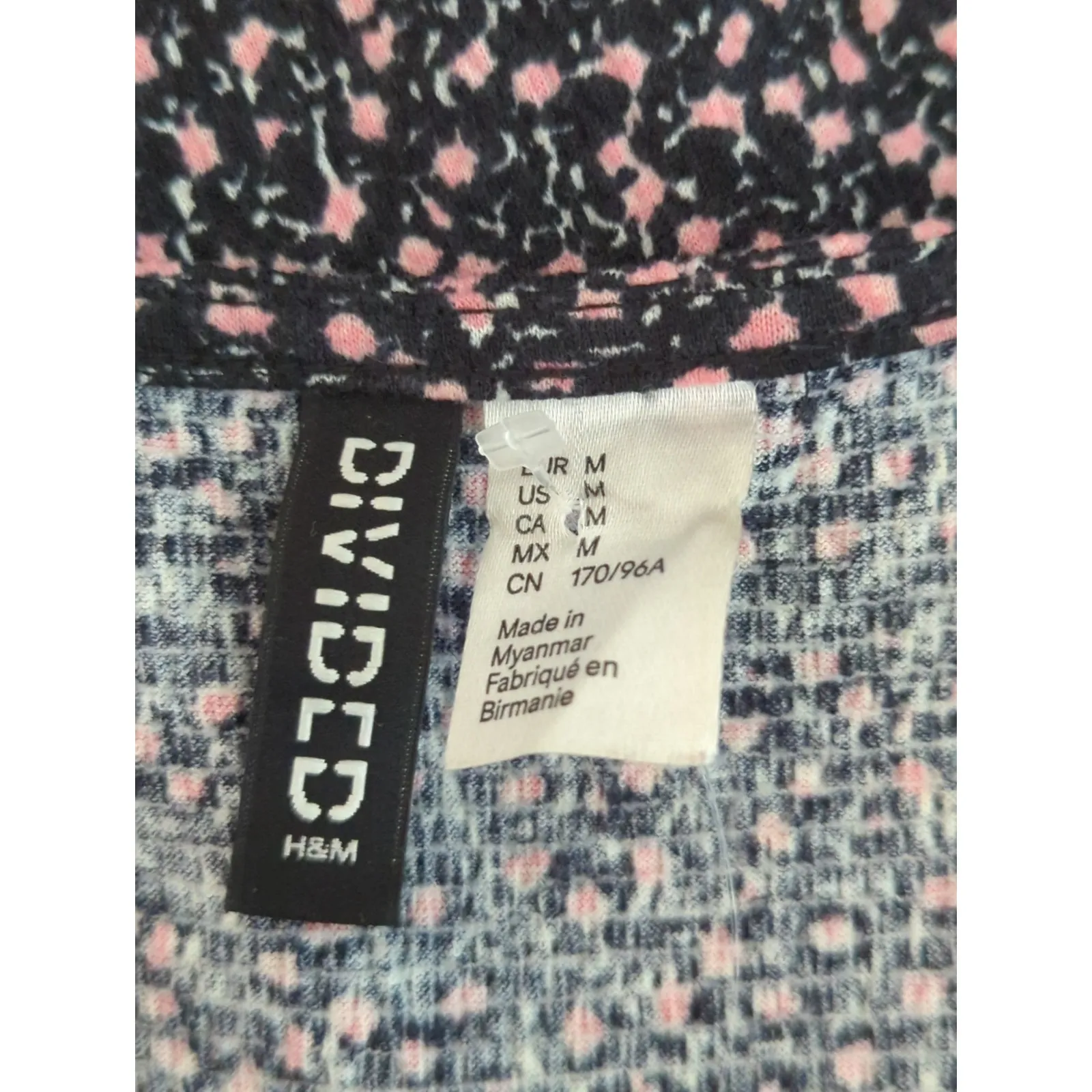 H&M Divided Bow-Detail Jersey Dress - Size M - Black Green Ditsey Floral Mini - Image 11