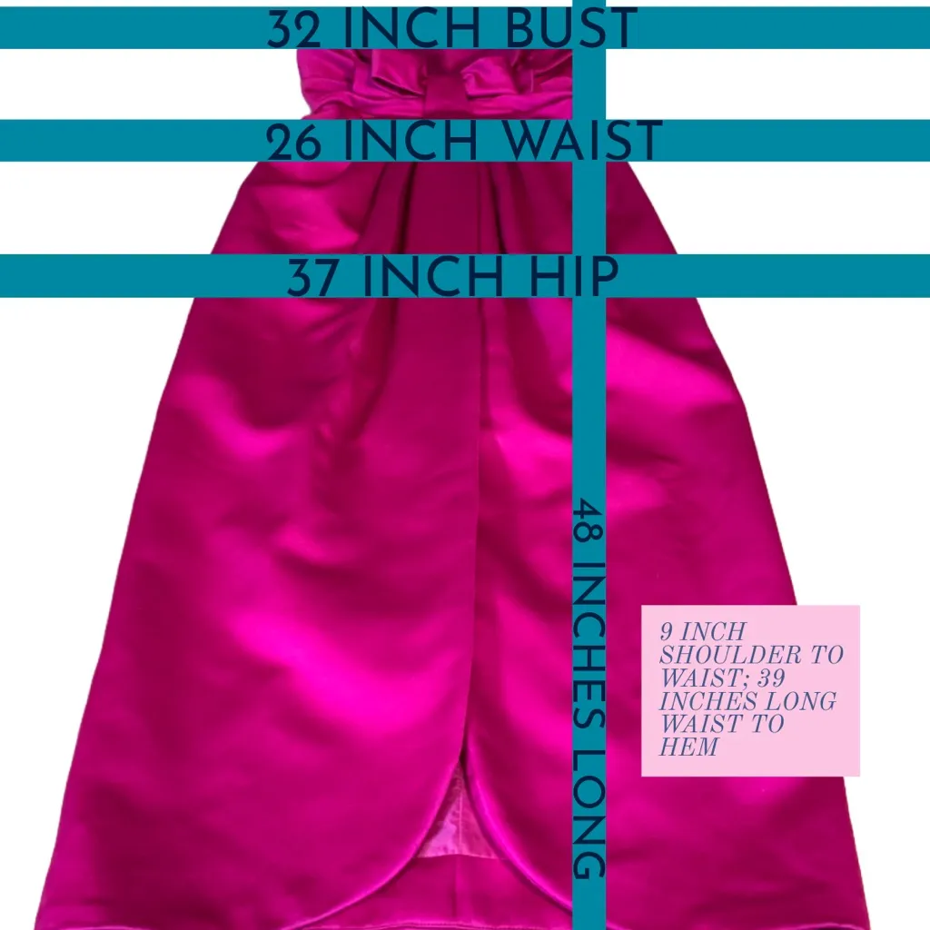 VINTAGE 1980'S JEWEL TONE PINK VICTOR COSTA STRAPLESS SATIN FORMAL DRESS (8) - Image 14