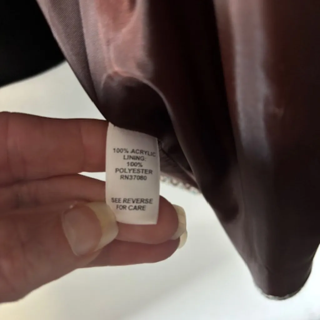 Cato Brown Cream Blazer 14 Geometric Weave Notch Lapel Long Sleeve Piping Modern - Image 9