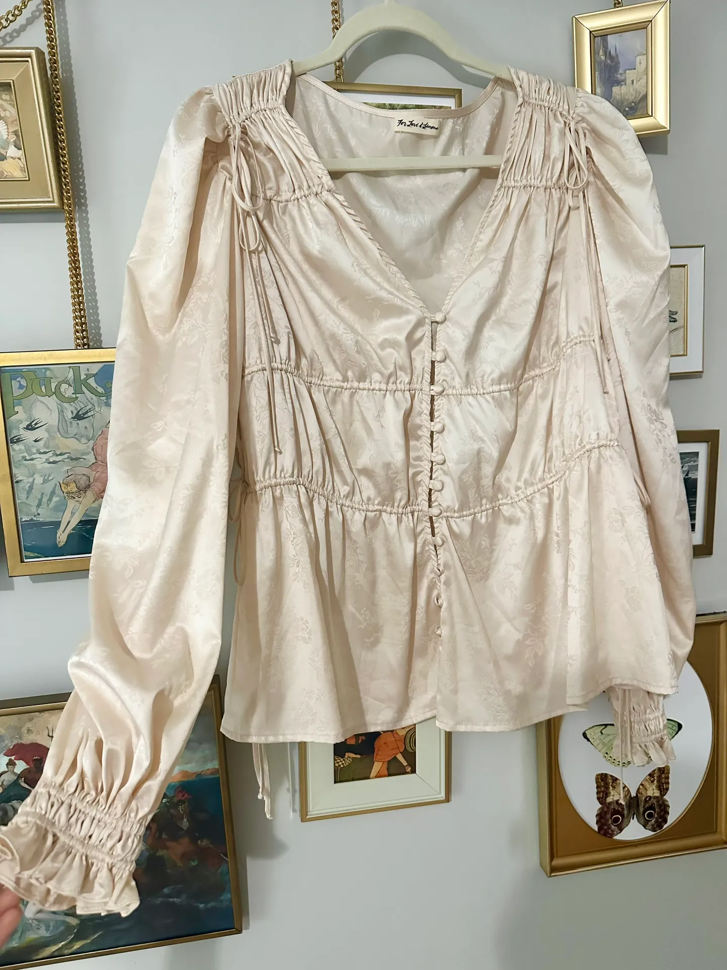 champagne satin long sleeve   Button up blouse - Image 2