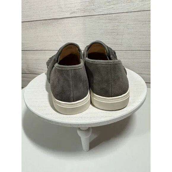 Vince Camuto Womens Barita Gray Suede Slip on‎ Casual Shoes Size 8.5 Rhinestones - Image 3