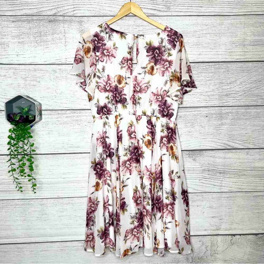 NWT Torrid Ivory White & Pink Floral Chiffon Skater Dress Size 1X - Image 10